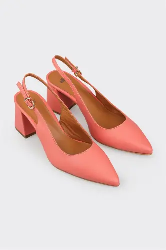 Pink Leather Women's High Heels-Pink - ELLE SHOES (1)