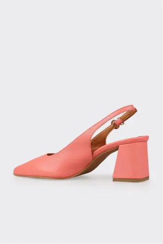 Pink Leather Women's High Heels-Pink - 3