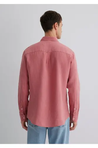 Pink Linen Shirt Regular Fit / Normal Cut 0211 - 7