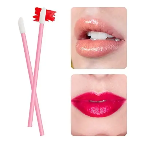 Pink Lip Wands Applicators Disposable - Vaincre 500PCS Lip Brush, Lipstick Make Up Lint Free Brush Gloss Wands, Makeup Applicator Beauty Tool Kits - 6