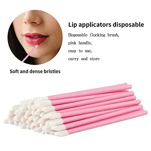 Pink Lip Wands Applicators Disposable - Vaincre 500PCS Lip Brush, Lipstick Make Up Lint Free Brush Gloss Wands, Makeup Applicator Beauty Tool Kits - 3
