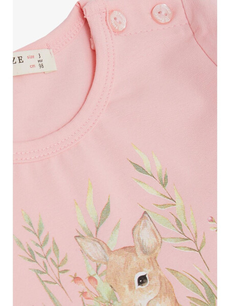 Pink Long Sleeve Dress with Cute Giraffe Print and Floral Design for Girls (1.5-5 Years) - 3