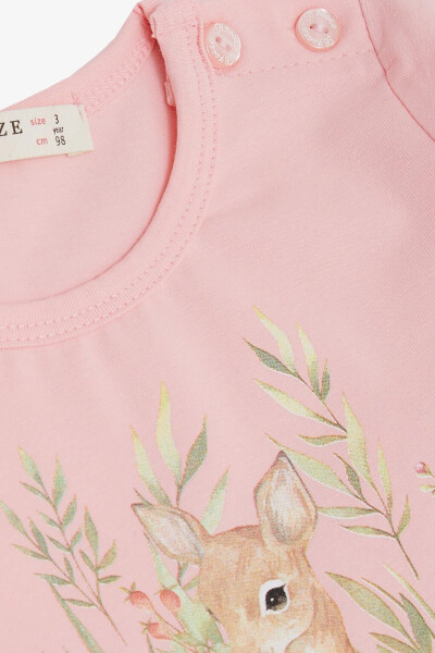 Pink Long Sleeve Dress with Cute Giraffe Print and Floral Design for Girls (1.5-5 Years) - 7