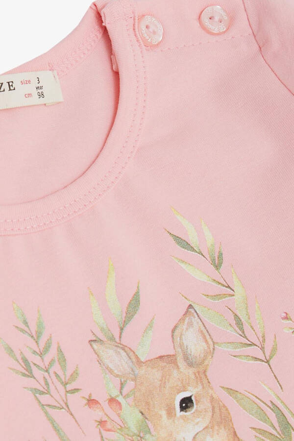 Pink Long Sleeve Dress with Cute Giraffe Print and Floral Design for Girls (1.5-5 Years) - 7