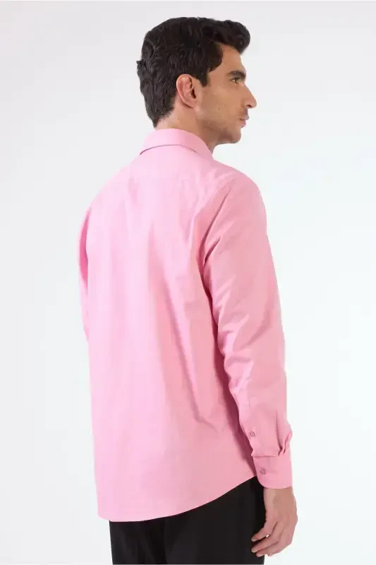 Pink Men's Regular Fit Oxford Brent Button-Down Long Sleeve Shirt - 94867 - 3
