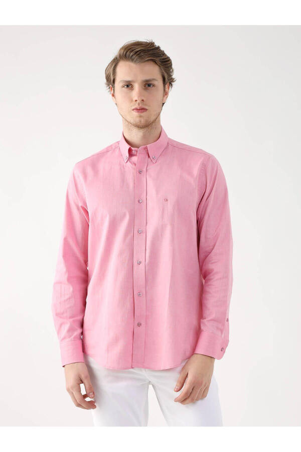 Pink Men's Regular Fit Oxford Brent Button-Down Long Sleeve Shirt - 94867 - 15