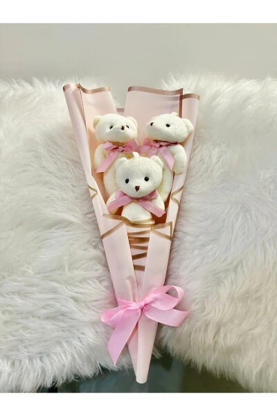 Pink Mini Teddy Bear Hat Bouquet Birthday Anniversary Gift for Girlfriend - SALISH