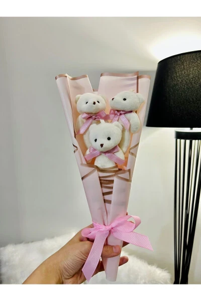 Pink Mini Teddy Bear Hat Bouquet Birthday Anniversary Gift for Girlfriend - 3