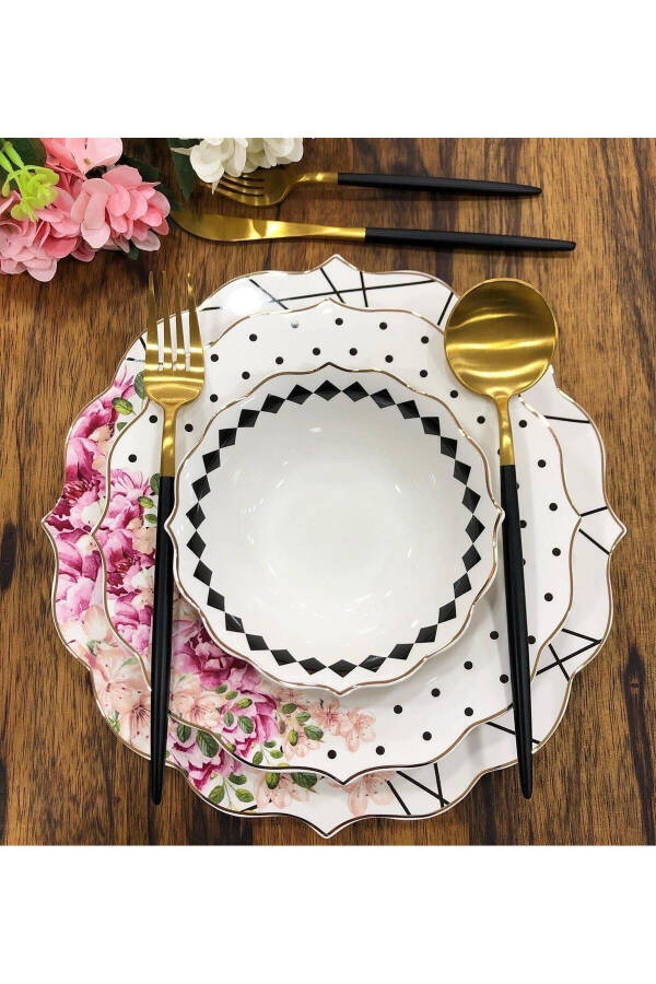 Pink More 24 Piece 6 Person Porcelain Dinner Set - 3