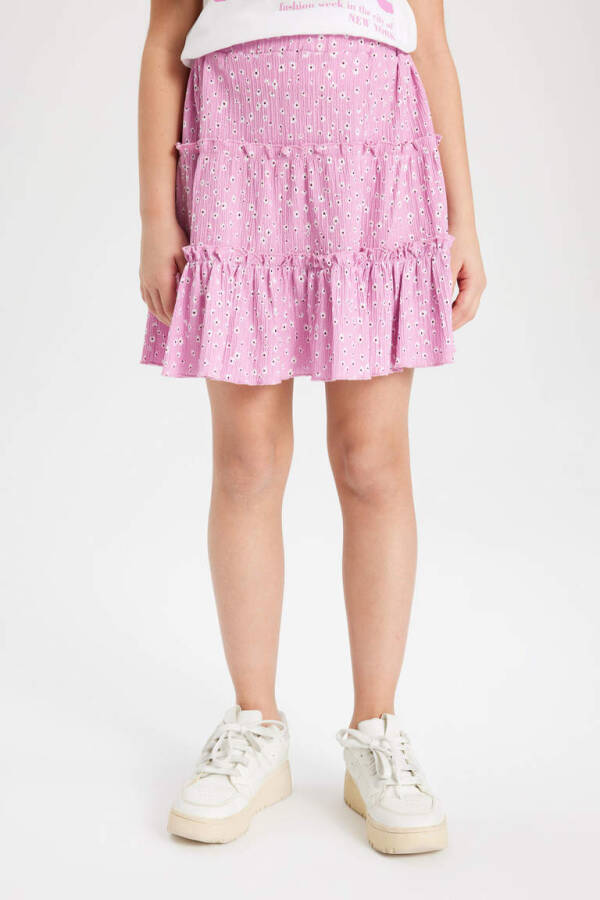 Pink Patterned Frilly Skirt for Girls - 6