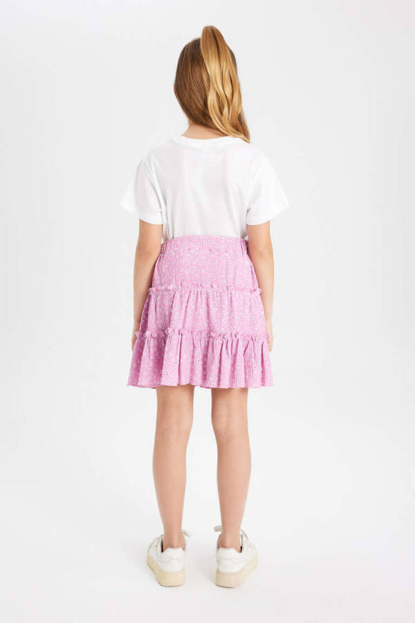 Pink Patterned Frilly Skirt for Girls - 8