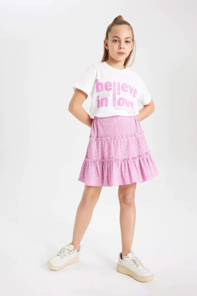 Pink Patterned Frilly Skirt for Girls - 10