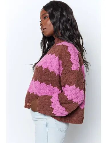 Pink Patterned Oversized Sweater MG1205 