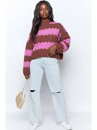 Pink Patterned Oversized Sweater MG1205 - 9