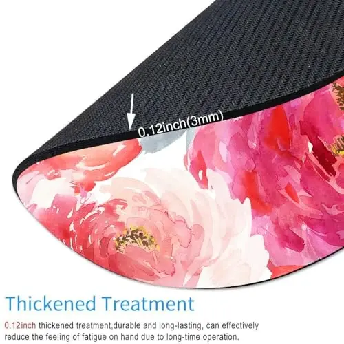 Pink Peony Flower Round Mousepad, Personalized Custom Design Mouse Pads，Cute Waterproof Circular Non-Slip Rubber Base Small Mouse Pad， Mousepad for Laptop Computers - 3