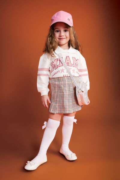 Pink Plaid Pleated Flannel Skirt for Baby Girl - 2