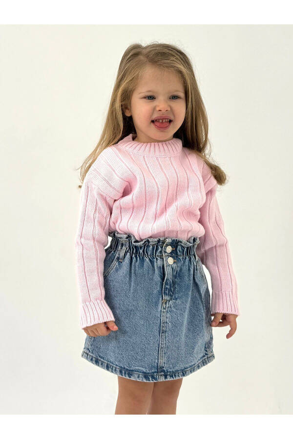 Pink Plain Knit Thick Ribbed Baby/Kid's Knit Sweater (Please Specify Full Age) - 2