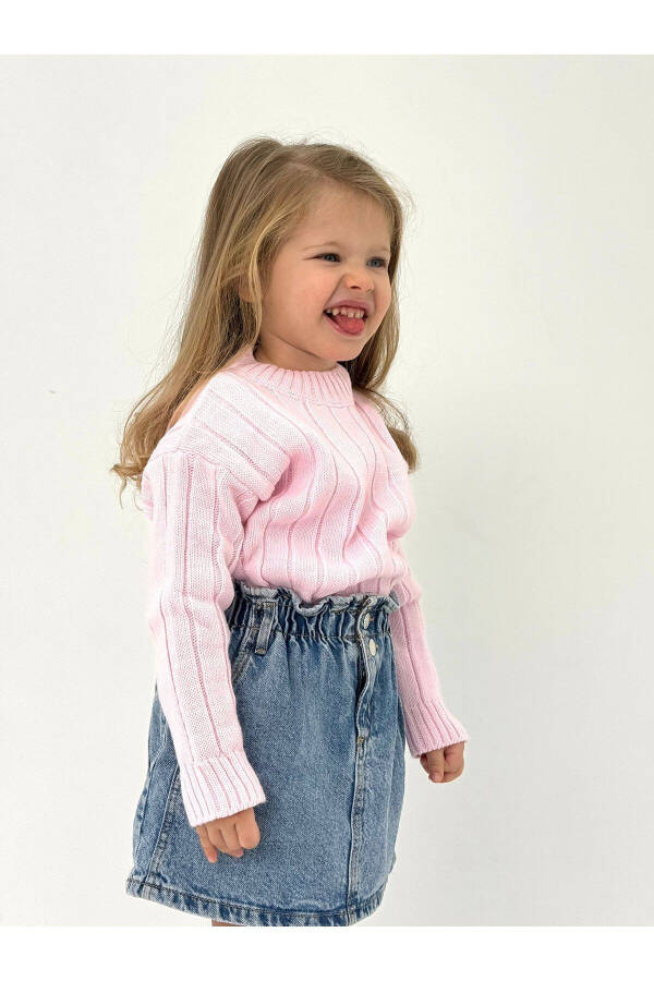 Pink Plain Knit Thick Ribbed Baby/Kid's Knit Sweater (Please Specify Full Age) - 5