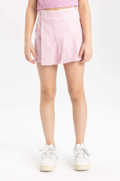 Pink Pleated Gabardine Shorts Skirt for Girls - 7