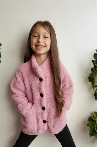 Pink Plush Jacket for Girls - Shop Based on Size Chart-Pink - 1