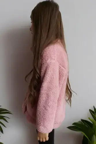Pink Plush Jacket for Girls - Shop Based on Size Chart-Pink - QUB CLUB (1)