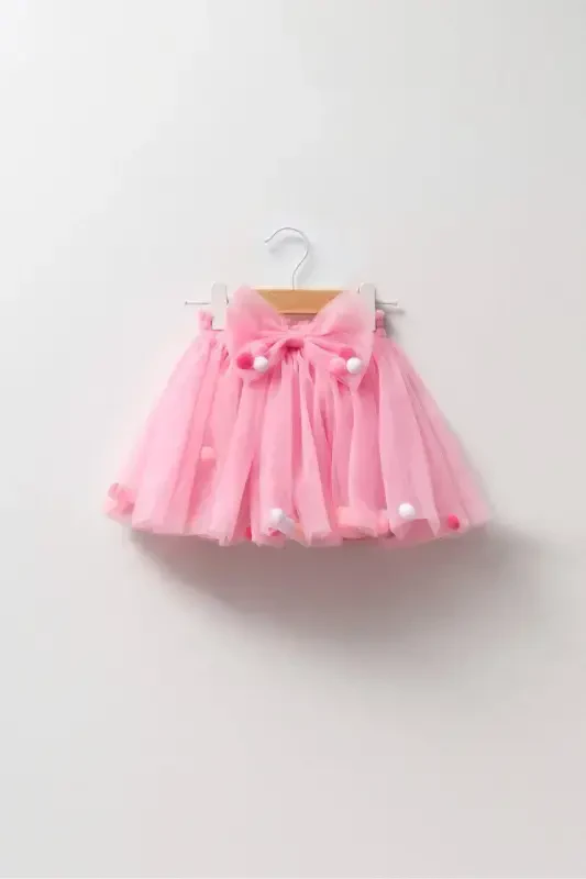 Pink Pom-Pom Tutu Skirt for Girls - 1