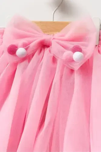 Pink Pom-Pom Tutu Skirt for Girls - MAGU (1)