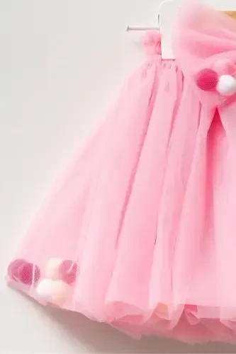 Pink Pom-Pom Tutu Skirt for Girls - 3