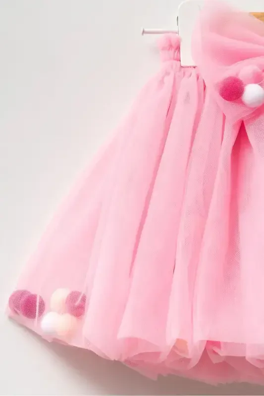 Pink Pom-Pom Tutu Skirt for Girls - 3