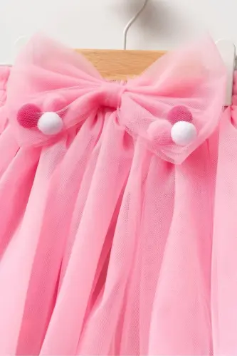 Pink Pom-Pom Tutu Skirt for Girls - MAGU (1)