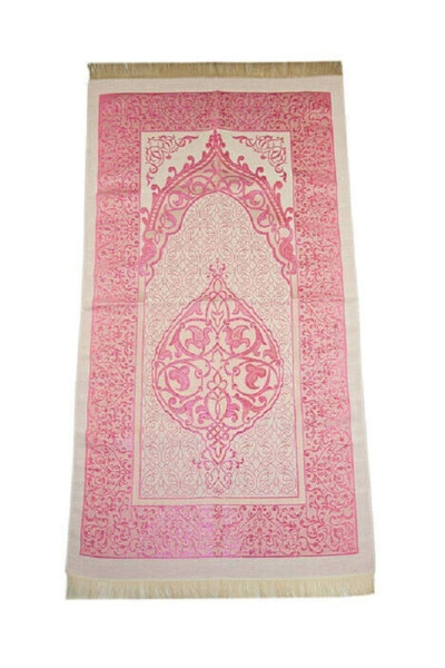 Pink Prayer Mat Gift Box with Dowry Luxury Taft Prayer Mat Pearl Prayer Beads - 3