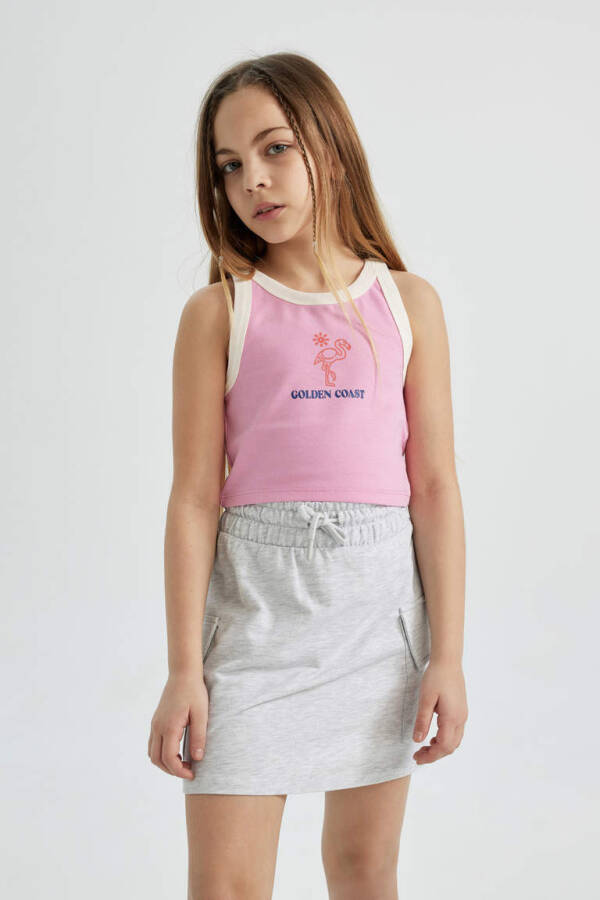 Pink Printed Athletic Tank Top for Girls - 3