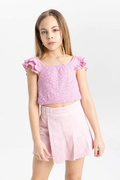 Pink Printed Blouse for Girls - 3