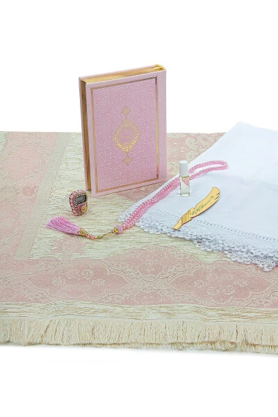 Pink Quran and Prayer Rug Set Suitable for Bridal Chest - 4