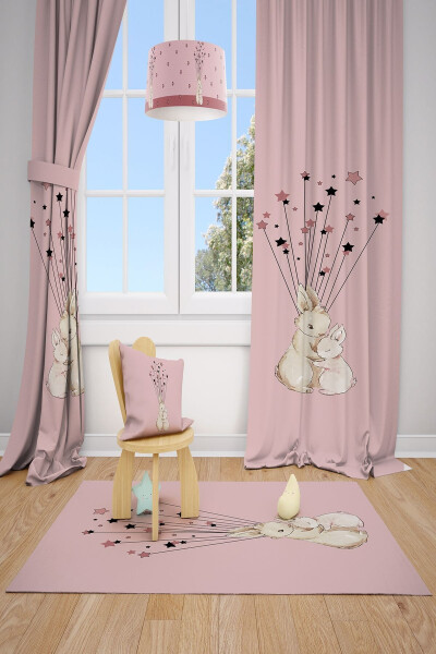 Pink Rabbits Children's and Baby Room Blackout Curtain 2 Panels - 4