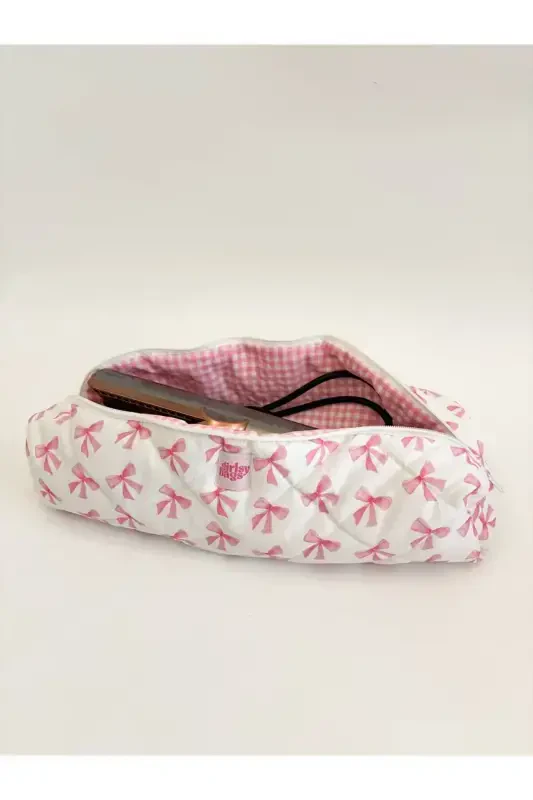 Pink Ribbon Hair Curler Straightener Bag Compatible for Airwrap Airstrait Large Travel Case-Pink Ribbon - GIRLSYBAGS