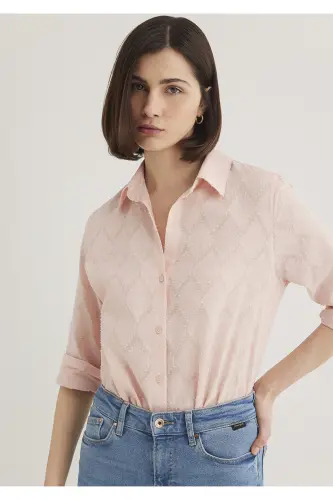 Pink Shirt Loose Fit / Bol Rahat Kesim 1211032-7 