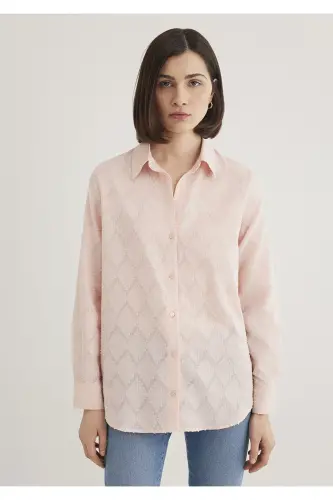 Pink Shirt Loose Fit / Bol Rahat Kesim 1211032-7 - 4