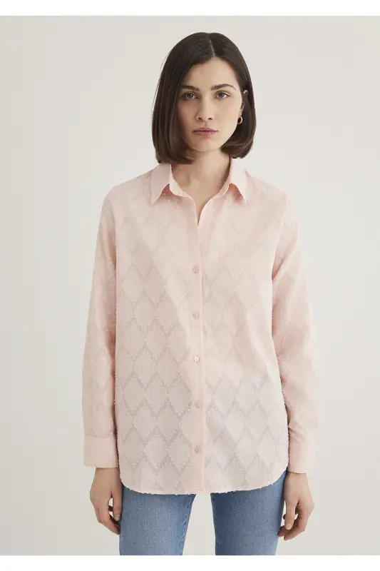 Pink Shirt Loose Fit / Bol Rahat Kesim 1211032-7 - 4