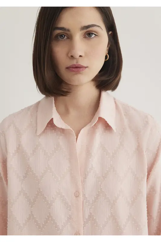 Pink Shirt Loose Fit / Bol Rahat Kesim 1211032-7 - 6