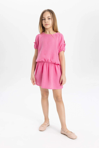 Pink Short Sleeve T-Shirt and Skirt 2-Piece Set for Girls - 7