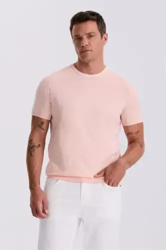 Pink Slim Fit Jersey Cycling Collar T-Shirt - 1