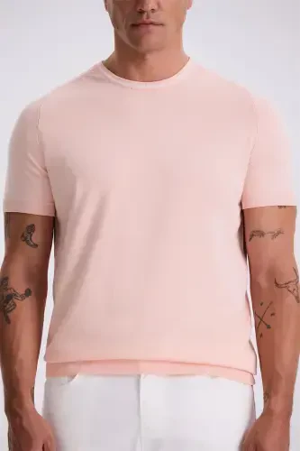 Pink Slim Fit Jersey Cycling Collar T-Shirt - 3