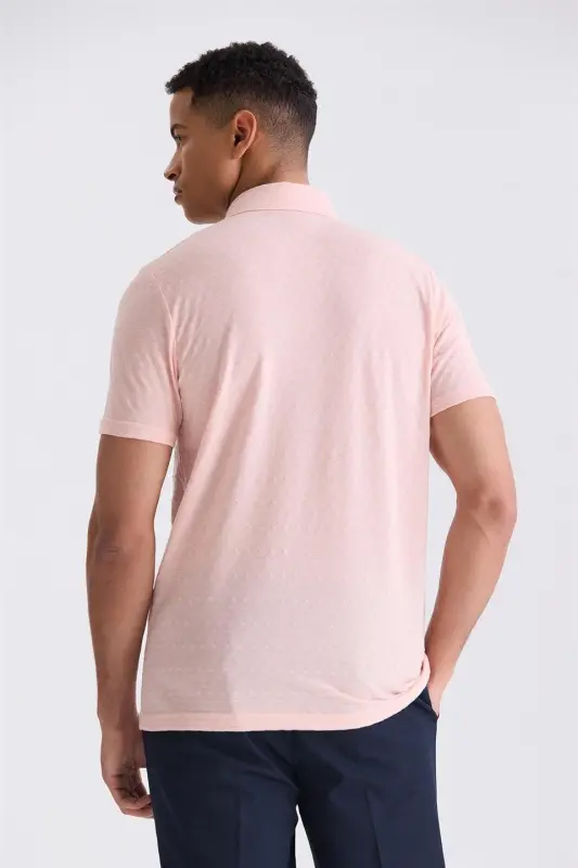 Pink Slim Fit Polo Collar T-Shirt - 4