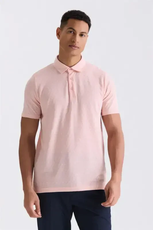 Pink Slim Fit Polo Collar T-Shirt - 1