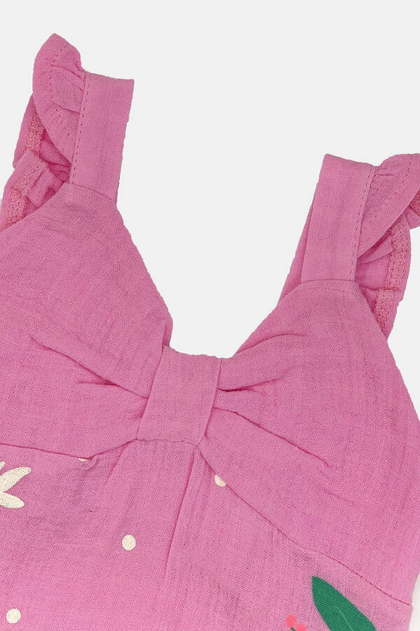 Pink Strap 100% Cotton Muslin Baby Girl Romper Jumpsuit | Summer Dress | Oeko-tex Certified - 2