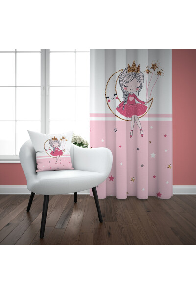 Pink Striped Moon Girl's Room Single-Panel Blackout Curtain Ef5019 - 3