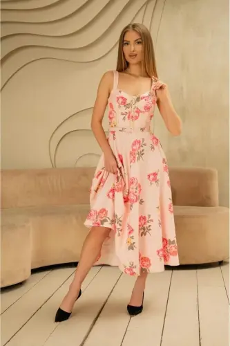 Pink Thin Belt Detailed Dress - 3