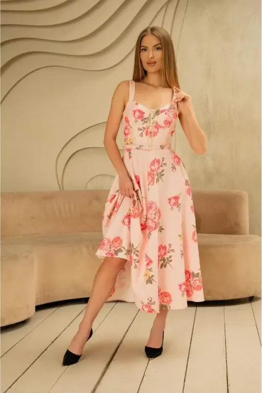 Pink Thin Belt Detailed Dress - 3