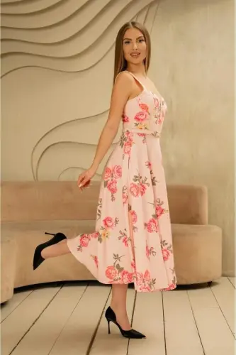 Pink Thin Belt Detailed Dress - 4